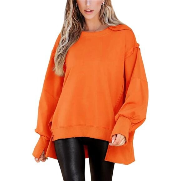 Women’s Oversized Crewneck Sweatshirt - Long Sleeve Pullover - Picture 3 of 6